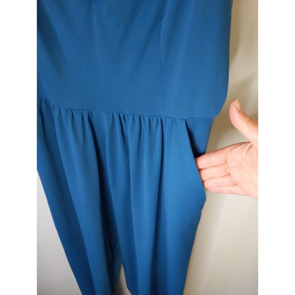 Vintage European Turquoise Stirrup Jumpsuit Romper Size 44/US Small Dancewear - Picture 2 of 9
